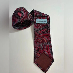 BRUNO MARCHESI 100% Silk Paisley Necktie, Burgundy/Blue/Beige 3" X 59"